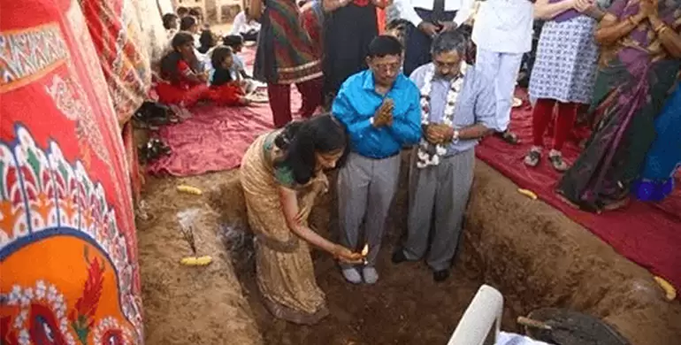 the foundation stone for the new SOFKIN facility